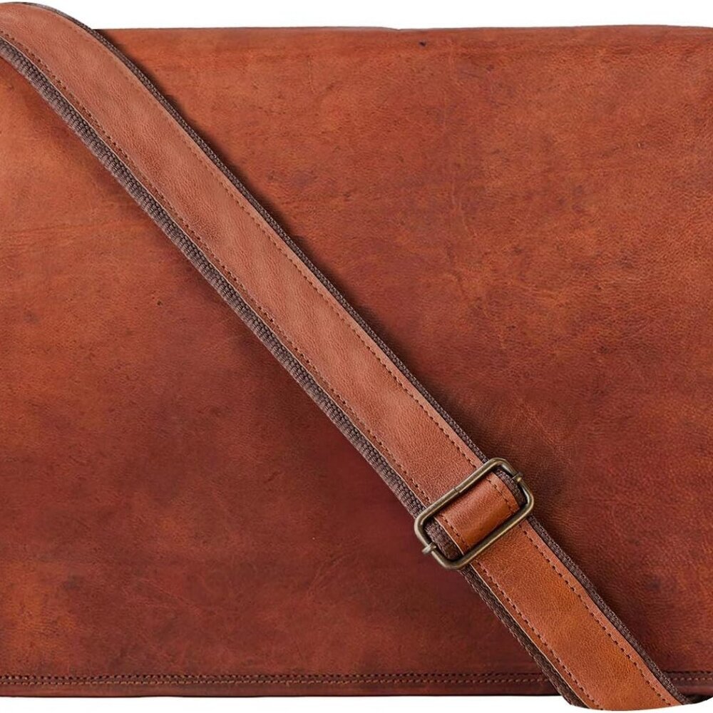 15 inch Vintage Crossbody Genuine Leather Laptop Messenger Bag